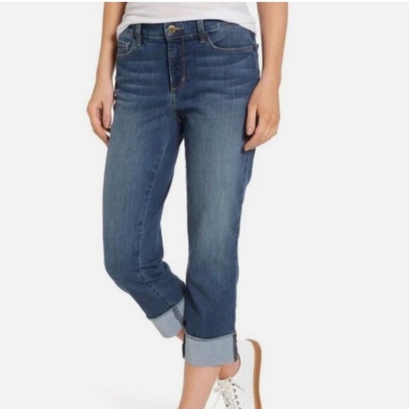 NWT NYDJ Dayla Wide Cuff Denim Capri Jeans Women's Size 6 Heyburn Wash - Picture 1 of 10